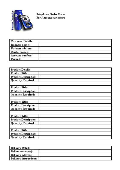account order form image