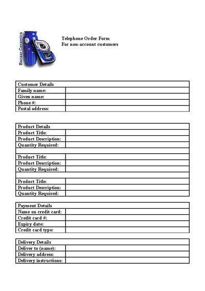 individual order form image